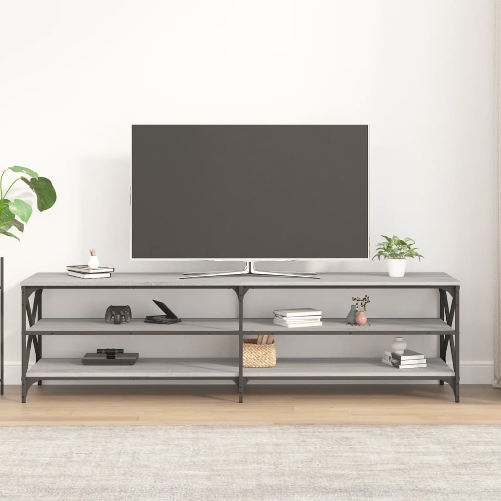 Tv-meubel 180x40x50 cm bewerkt hout grijs sonoma eikenkleurig