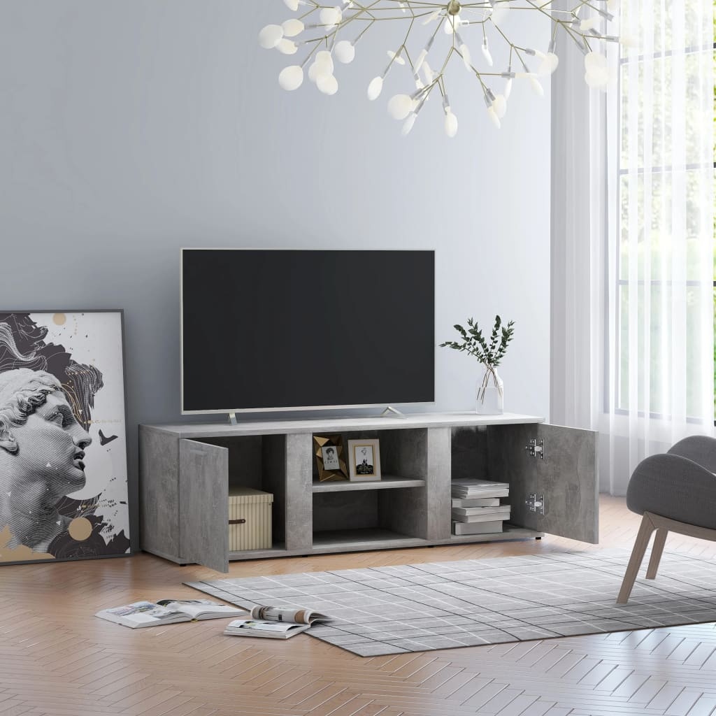 Tv-meubel 120x34x37 cm bewerkt hout betongrijs