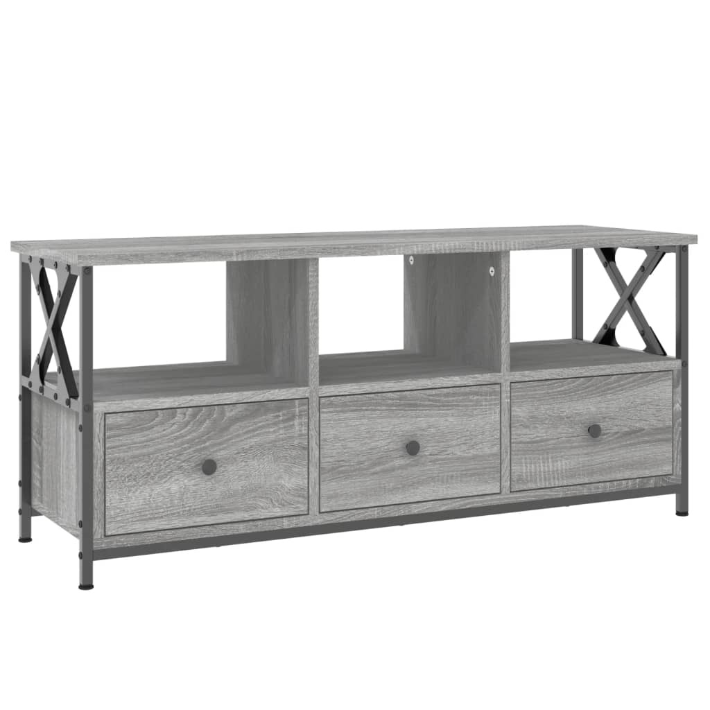 Tv-meubel 102x33x45 cm bewerkt hout en ijzer grijs sonoma eiken