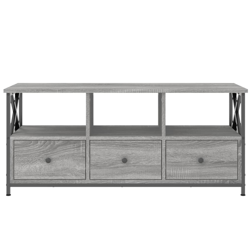 Tv-meubel 102x33x45 cm bewerkt hout en ijzer grijs sonoma eiken