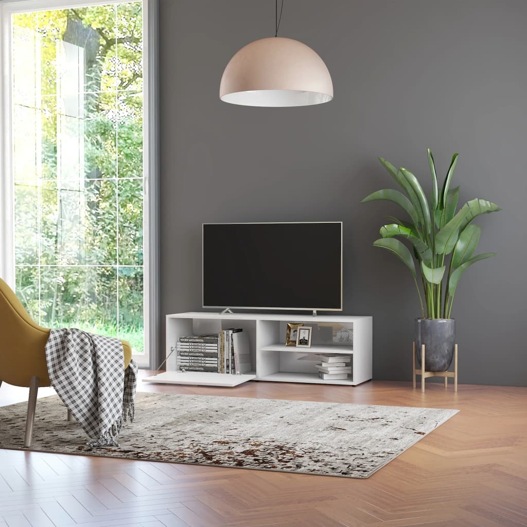 Tv-meubel 120x34x37 cm bewerkt hout hoogglans wit