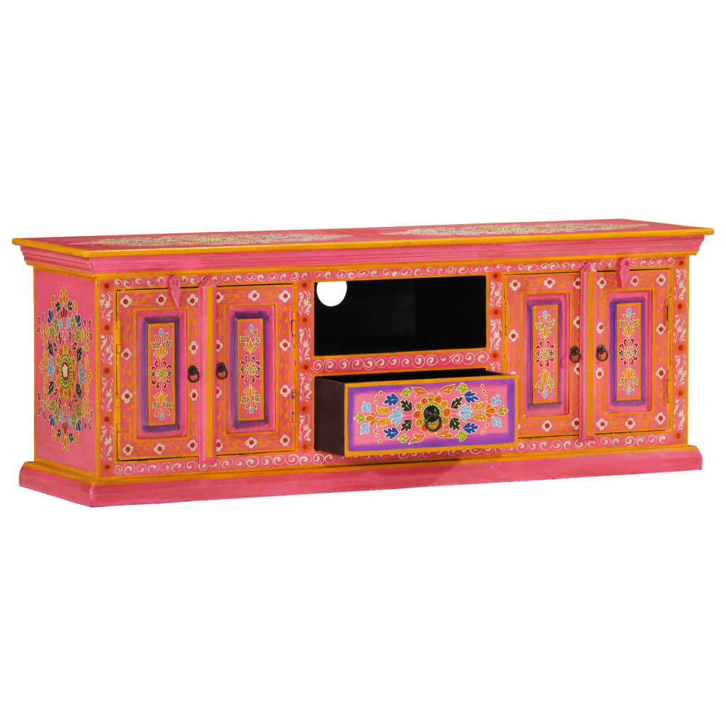 Tv-meubel 110x30x40 cm massief mangohout roze