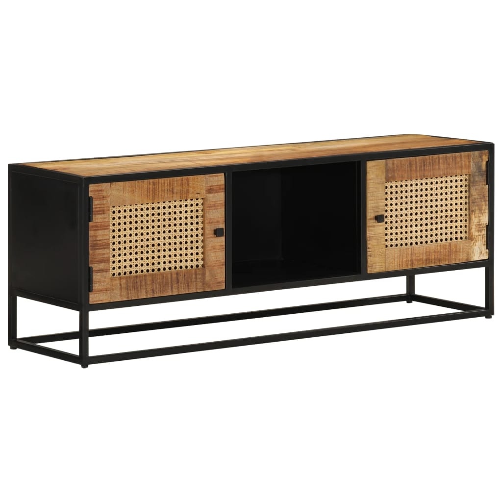 Tv-meubel 110x30x40 cm massief ruw mangohout en ijzer