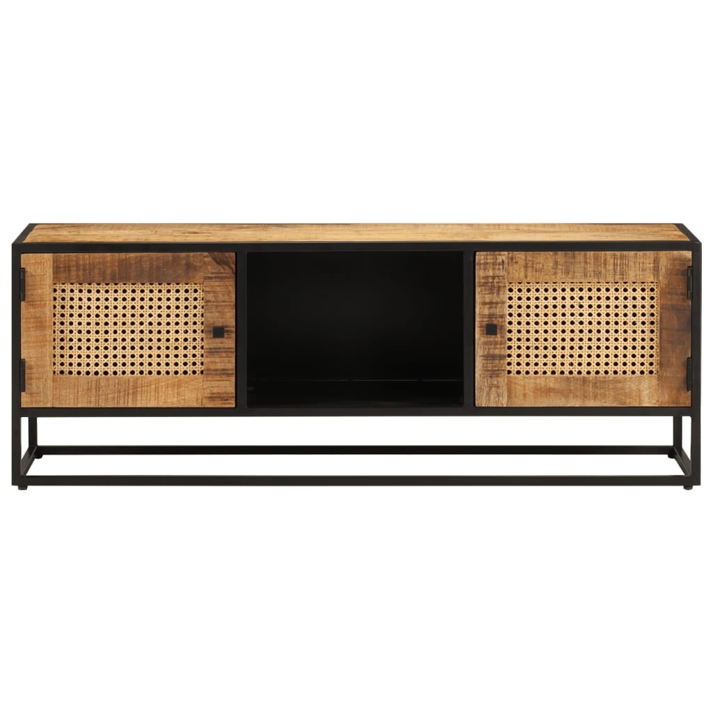 Tv-meubel 110x30x40 cm massief ruw mangohout en ijzer