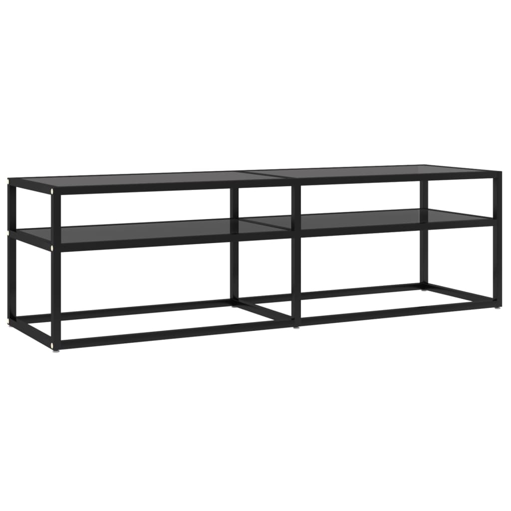 Tv-meubel 140x40x40,5 cm gehard glas zwart