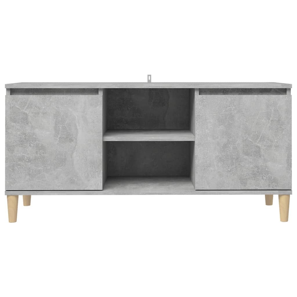 Tv-meubel met massief houten poten 103,5x35x50 cm betongrijs