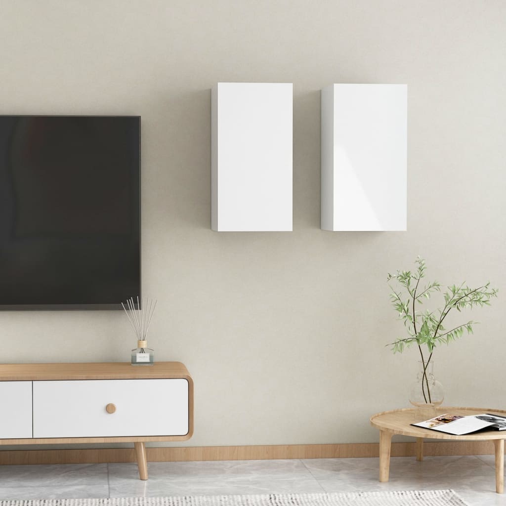 Tv-meubelen 2 st 30,5x30x60 cm spaanplaat hoogglans wit