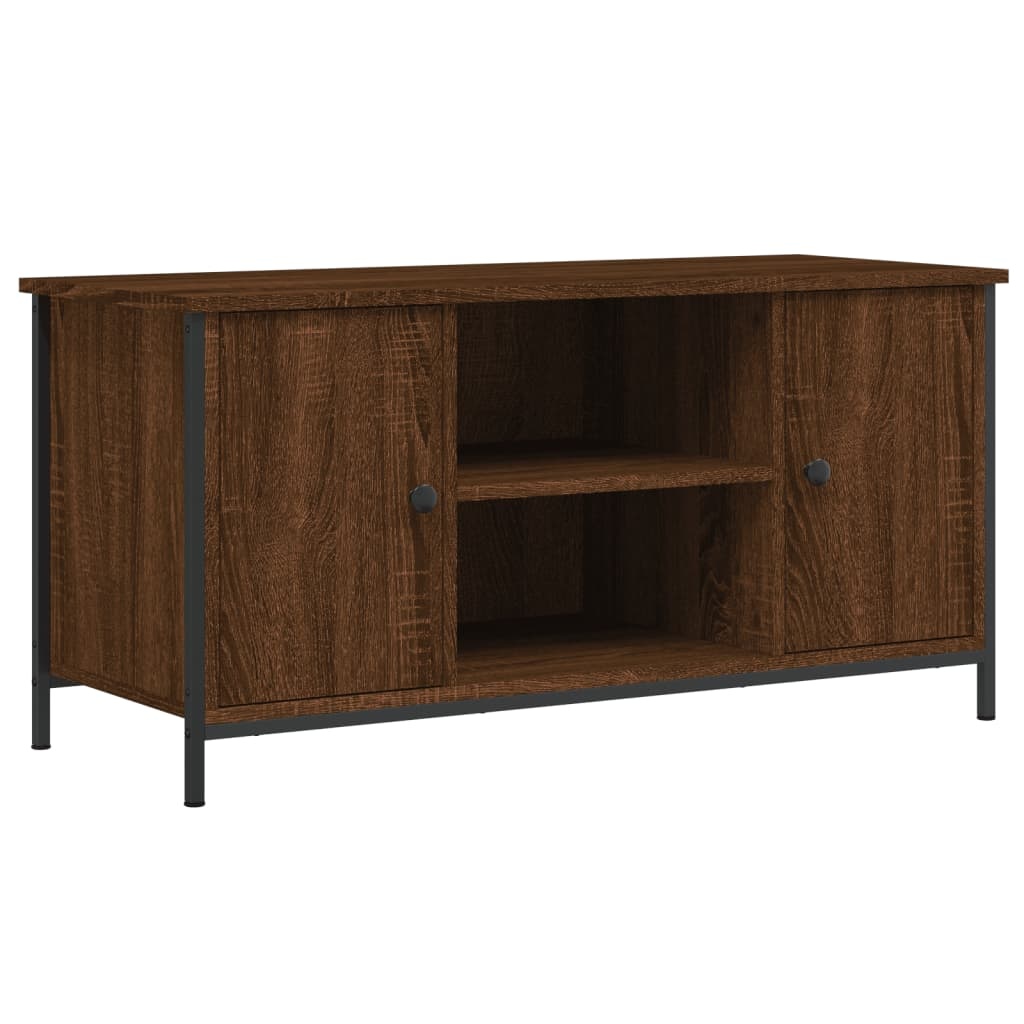 Tv-meubel 100x40x50 cm bewerkt hout bruineikenkleurig