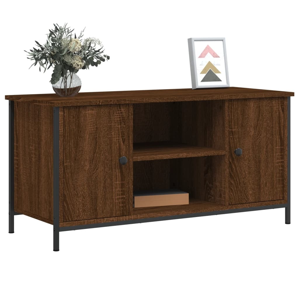 Tv-meubel 100x40x50 cm bewerkt hout bruineikenkleurig