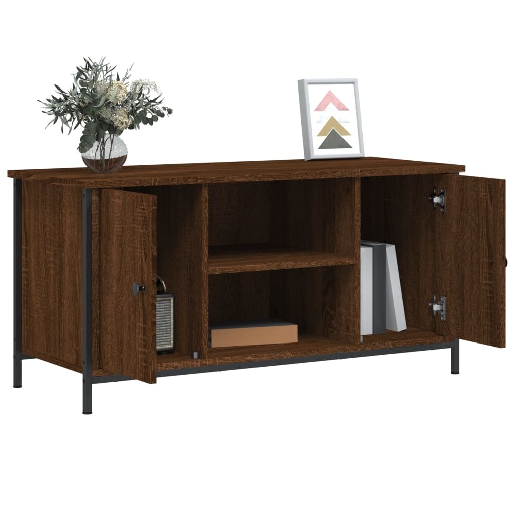 Tv-meubel 100x40x50 cm bewerkt hout bruineikenkleurig