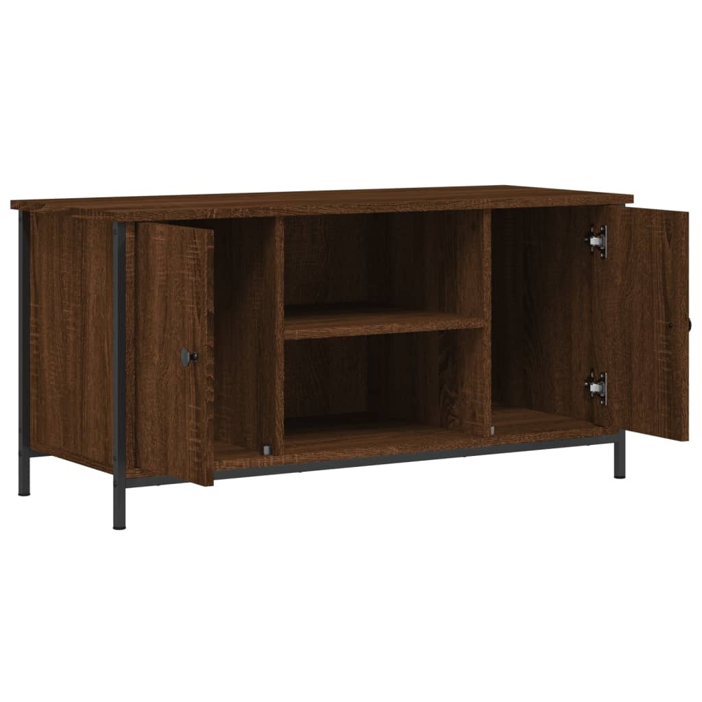 Tv-meubel 100x40x50 cm bewerkt hout bruineikenkleurig