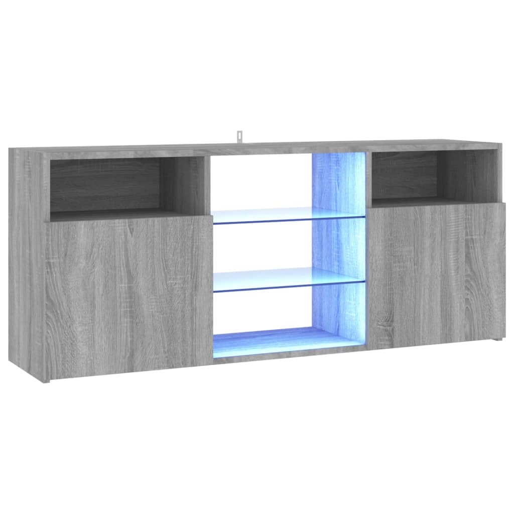 Tv-meubel met LED-verlichting 120x30x50 cm grijs sonoma eiken
