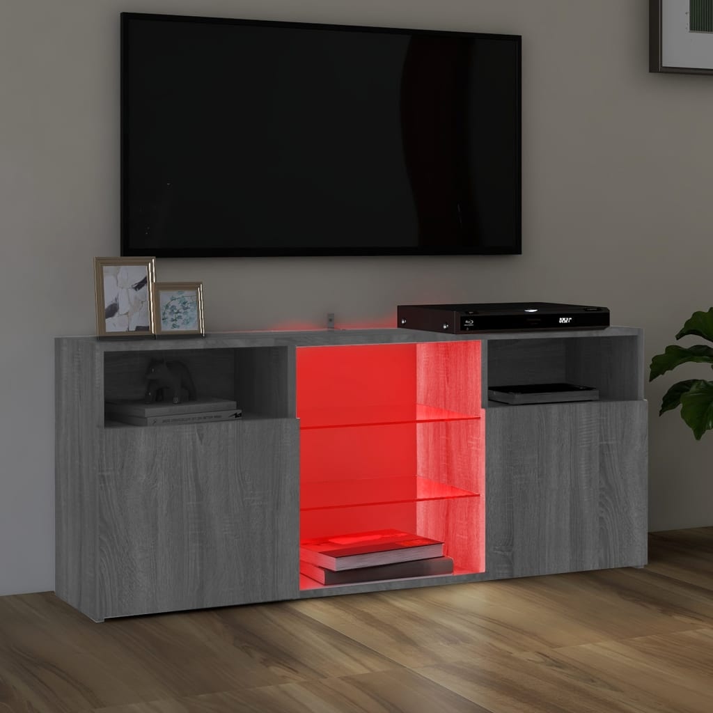 Tv-meubel met LED-verlichting 120x30x50 cm grijs sonoma eiken