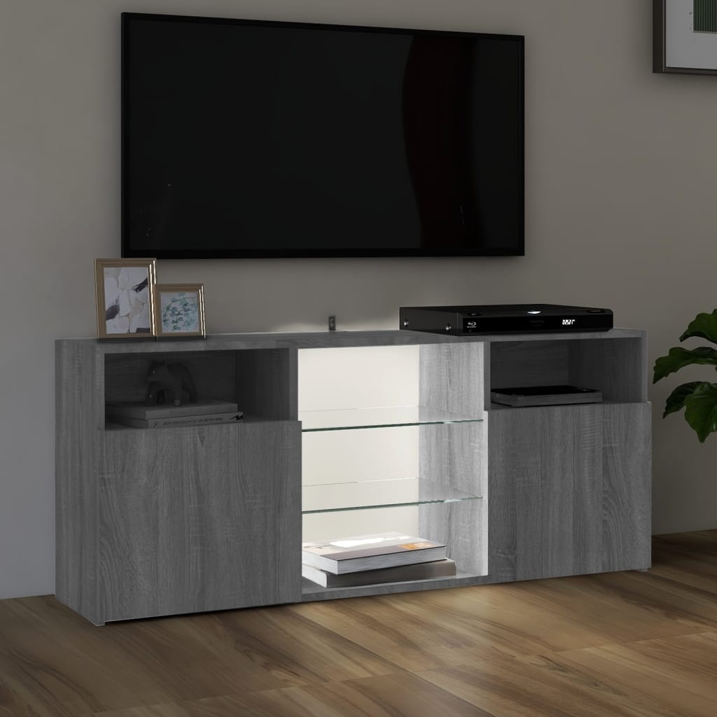 Tv-meubel met LED-verlichting 120x30x50 cm grijs sonoma eiken