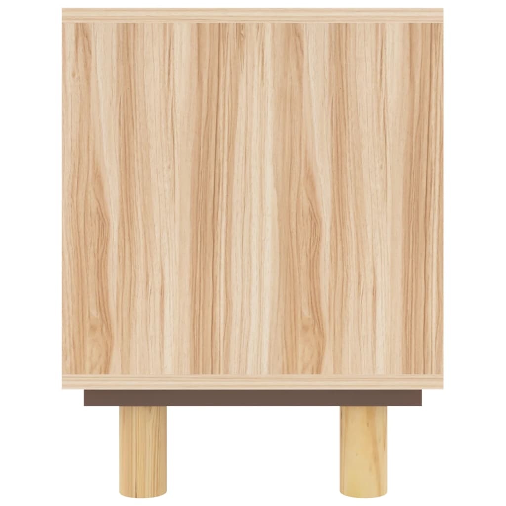 Tv-meubel 105x30x40 cm massief grenenhout en rattan bruin