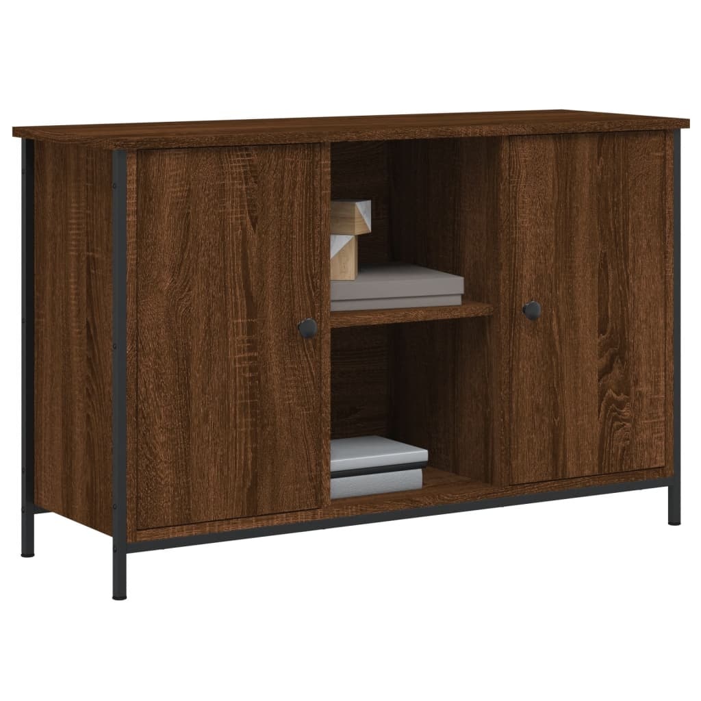 Tv-meubel 100x35x65 cm bewerkt hout bruineikenkleurig