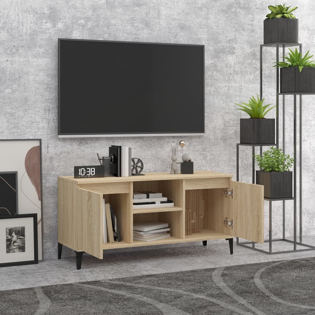 Tv-meubel met metalen poten 103,5x35x50 cm sonoma eikenkleurig