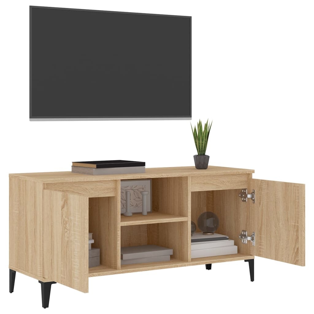 Tv-meubel met metalen poten 103,5x35x50 cm sonoma eikenkleurig