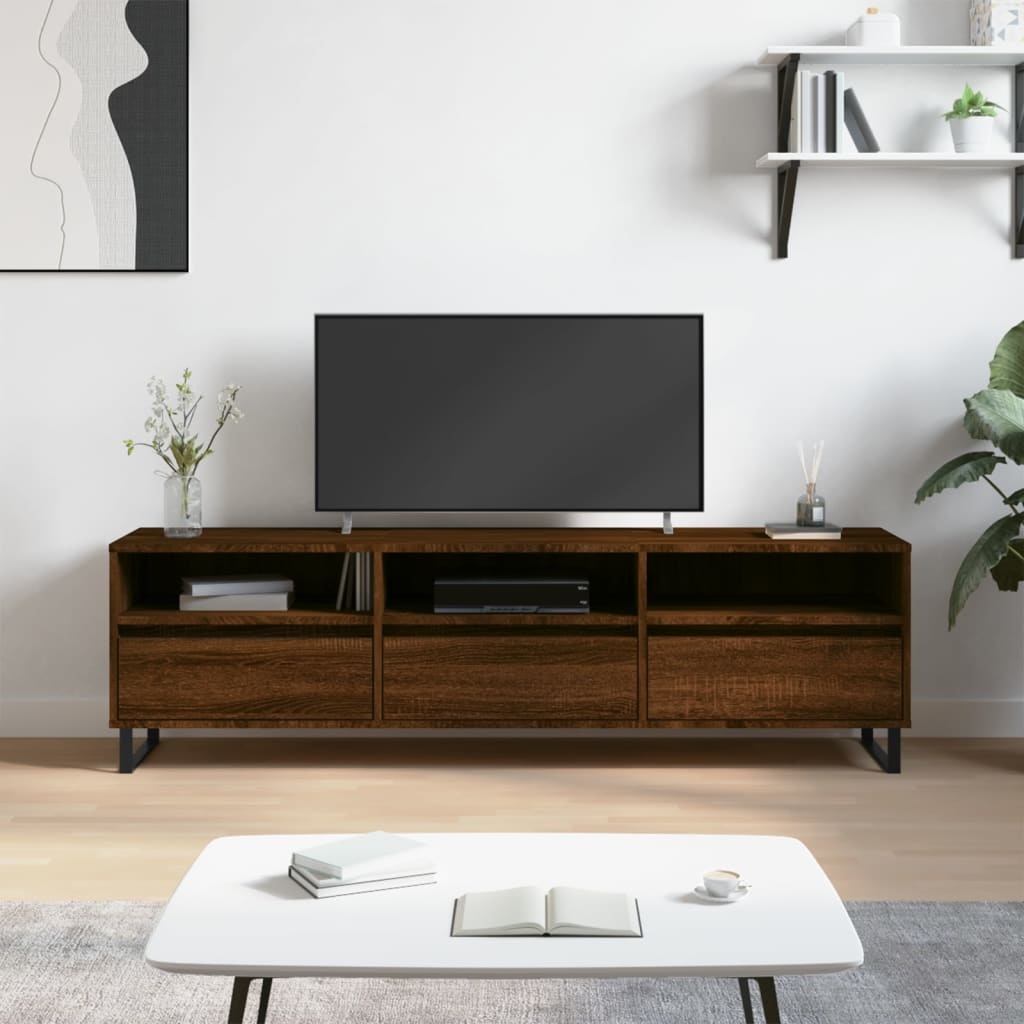Tv-meubel 150x30x44,5 cm bewerkt hout bruineikenkleurig