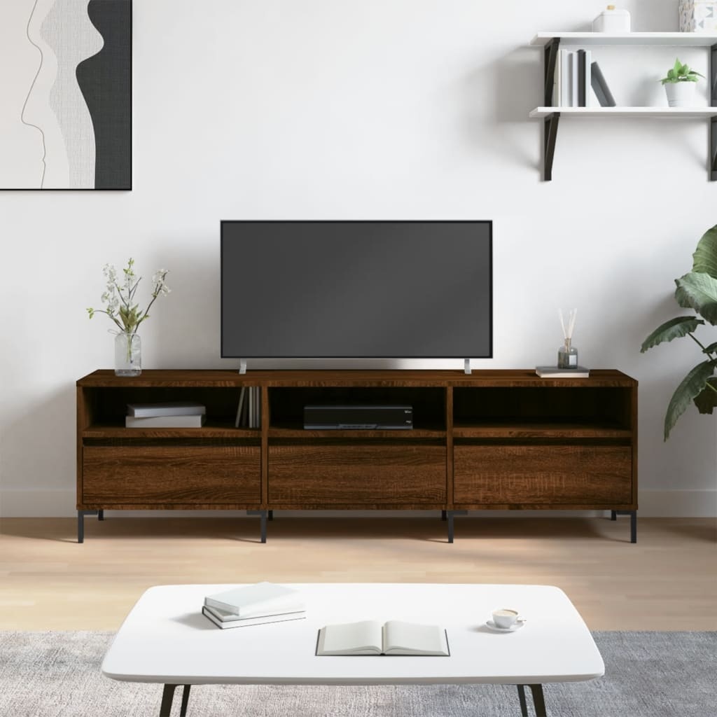 Tv-meubel 150x30x44,5 cm bewerkt hout bruineikenkleurig