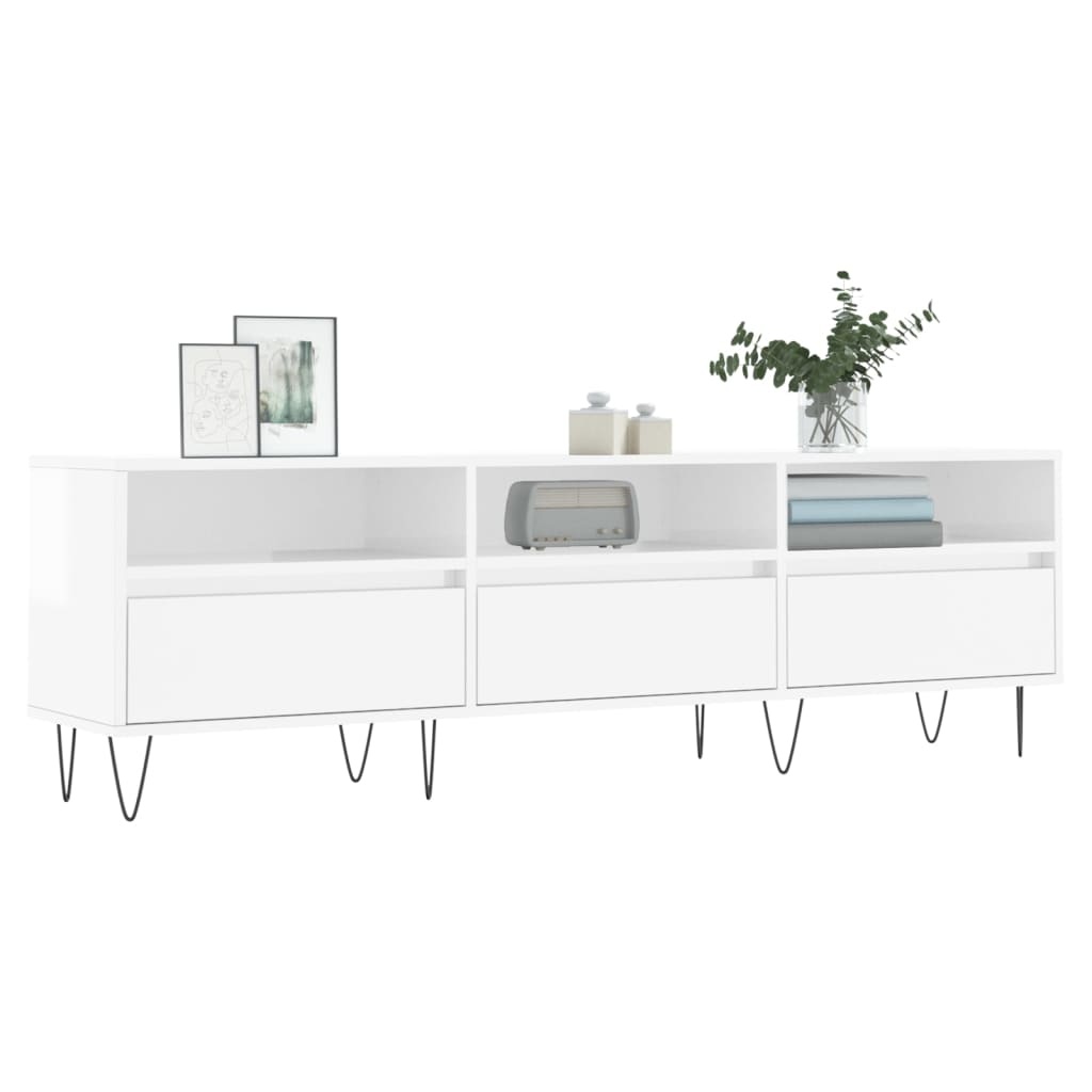 Tv-meubel 150x30x44,5 cm bewerkt hout hoogglans wit