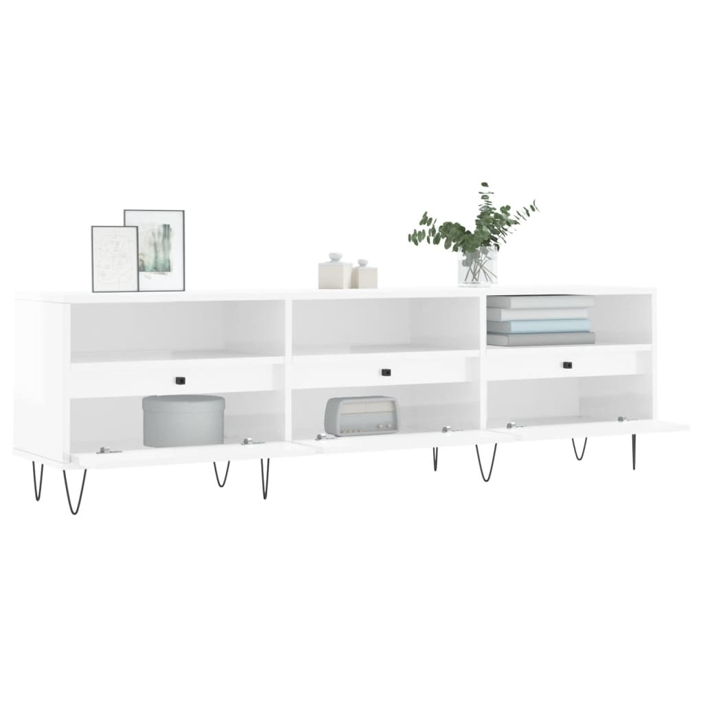 Tv-meubel 150x30x44,5 cm bewerkt hout hoogglans wit