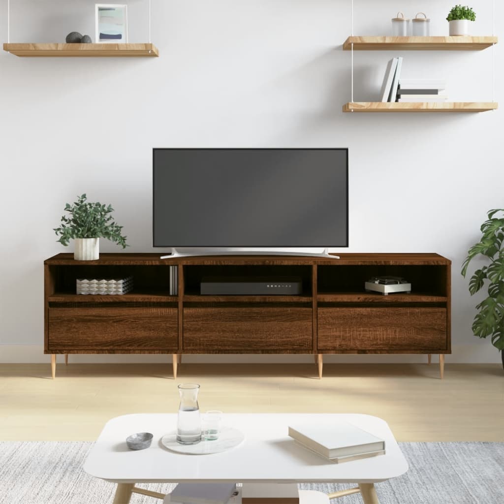 Tv-meubel 150x30x44,5 cm bewerkt hout bruineikenkleurig