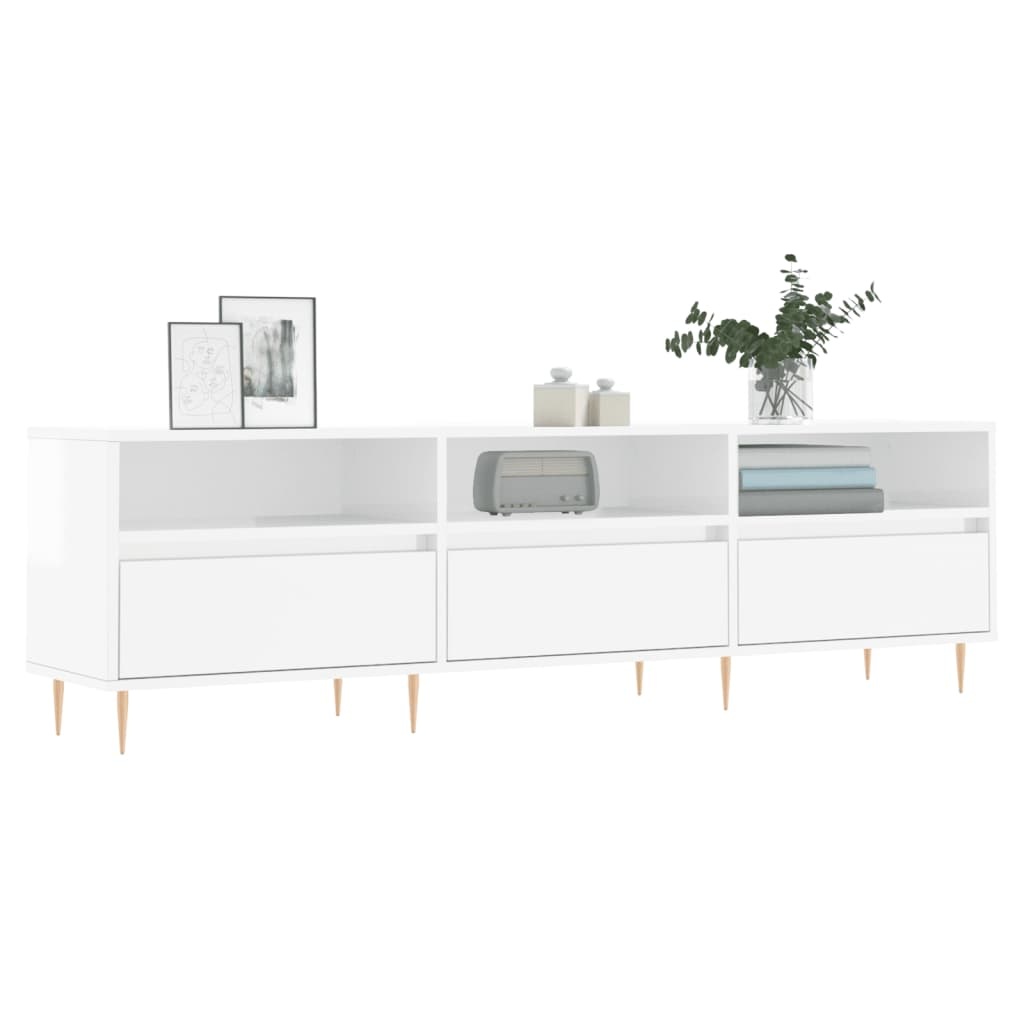 Tv-meubel 150x30x44,5 cm bewerkt hout hoogglans wit