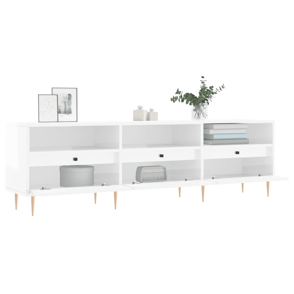 Tv-meubel 150x30x44,5 cm bewerkt hout hoogglans wit