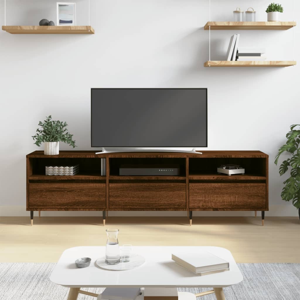 Tv-meubel 150x30x44,5 cm bewerkt hout bruineikenkleurig