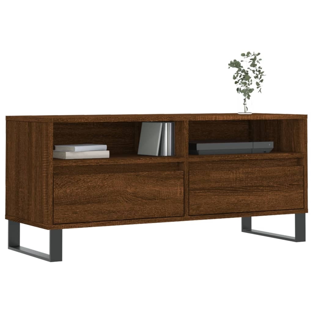 Tv-meubel 100x34,5x44,5 cm bewerkt hout bruin eikenkleur