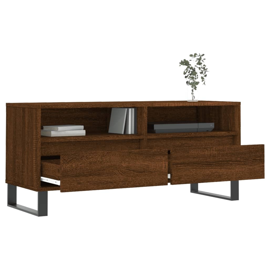 Tv-meubel 100x34,5x44,5 cm bewerkt hout bruin eikenkleur