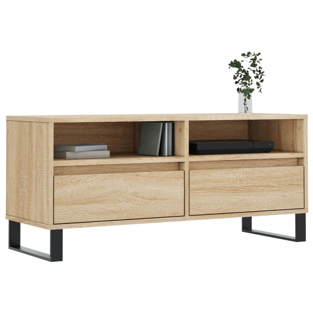 Tv-meubel 100x34,5x44,5 cm bewerkt hout sonoma eikenkleurig