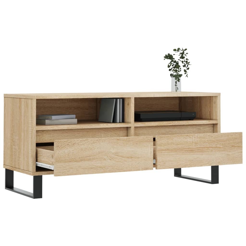 Tv-meubel 100x34,5x44,5 cm bewerkt hout sonoma eikenkleurig