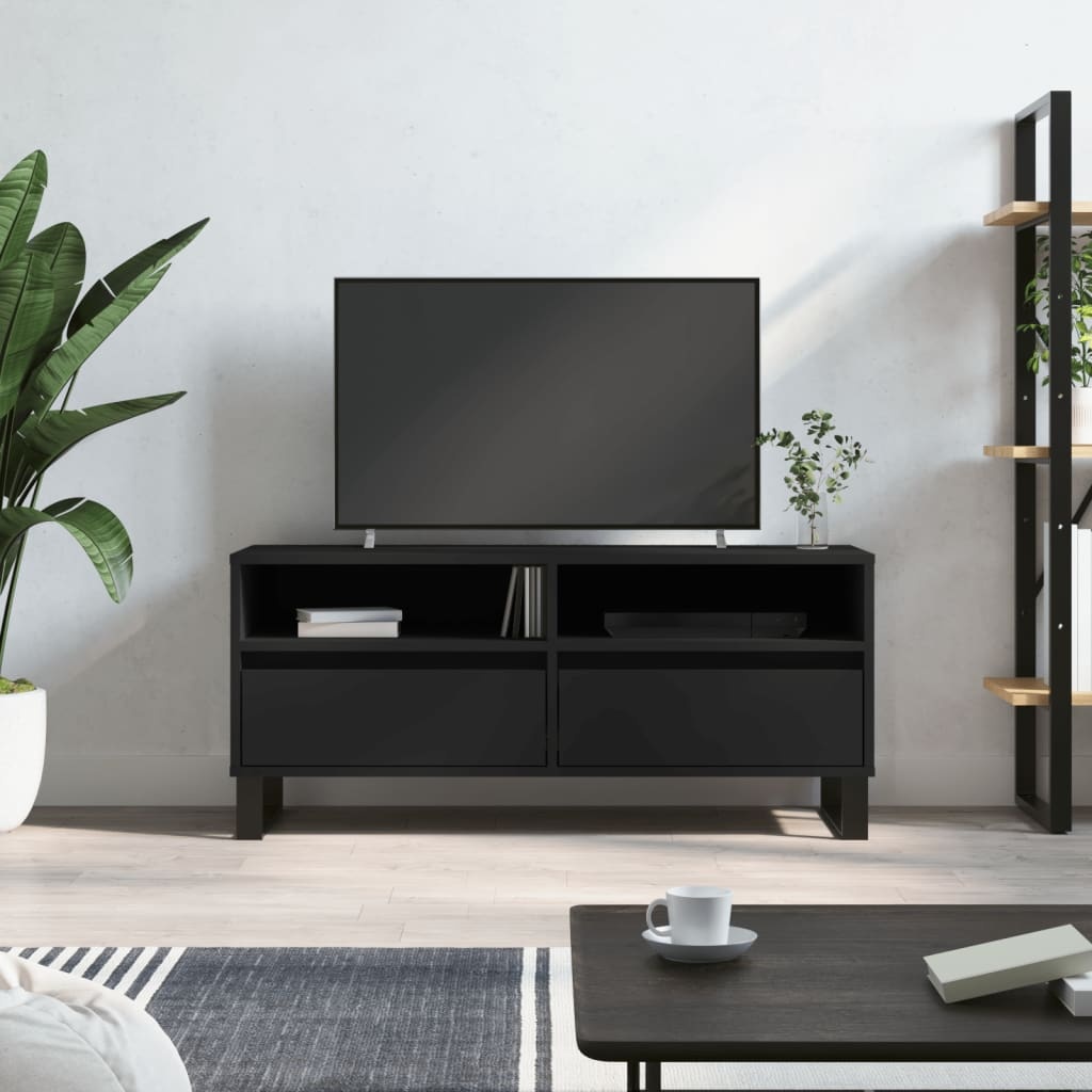 Tv-meubel 100x34,5x44,5 cm bewerkt hout zwart