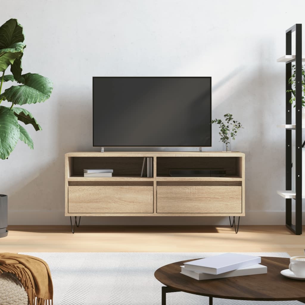 Tv-meubel 100x34,5x44,5 cm bewerkt hout sonoma eikenkleurig