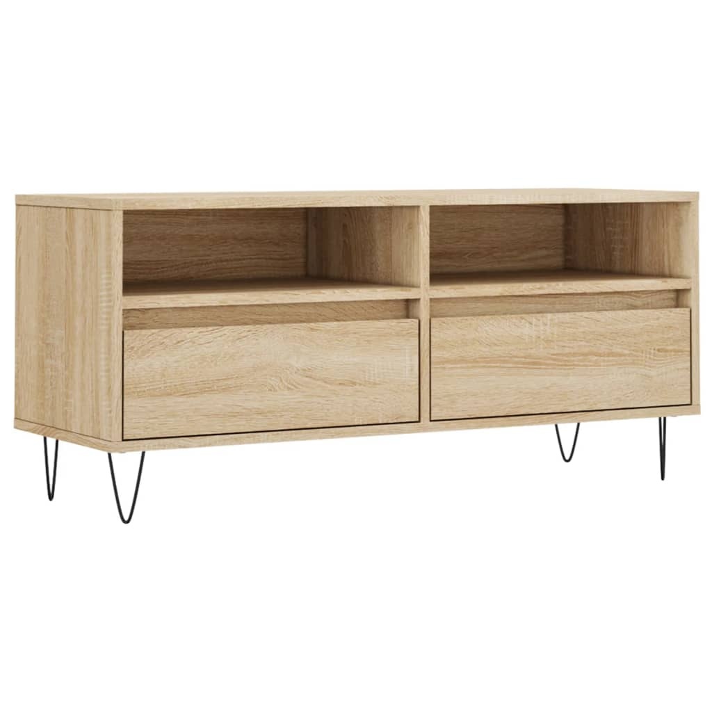 Tv-meubel 100x34,5x44,5 cm bewerkt hout sonoma eikenkleurig