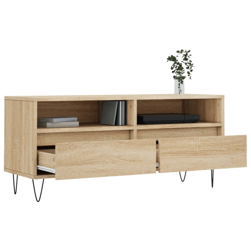 Tv-meubel 100x34,5x44,5 cm bewerkt hout sonoma eikenkleurig