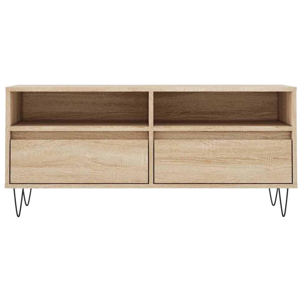Tv-meubel 100x34,5x44,5 cm bewerkt hout sonoma eikenkleurig