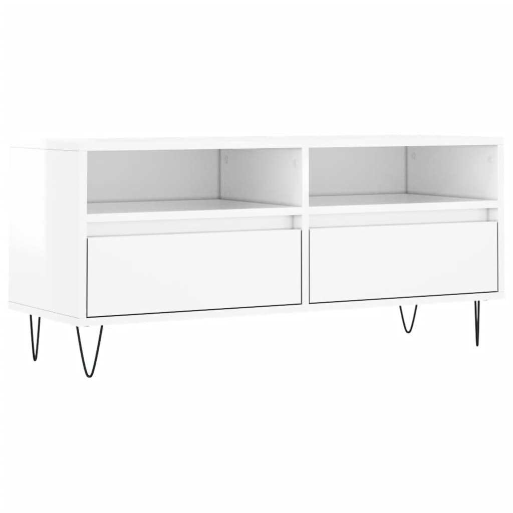 Tv-meubel 100x34,5x44,5 cm bewerkt hout hoogglans wit