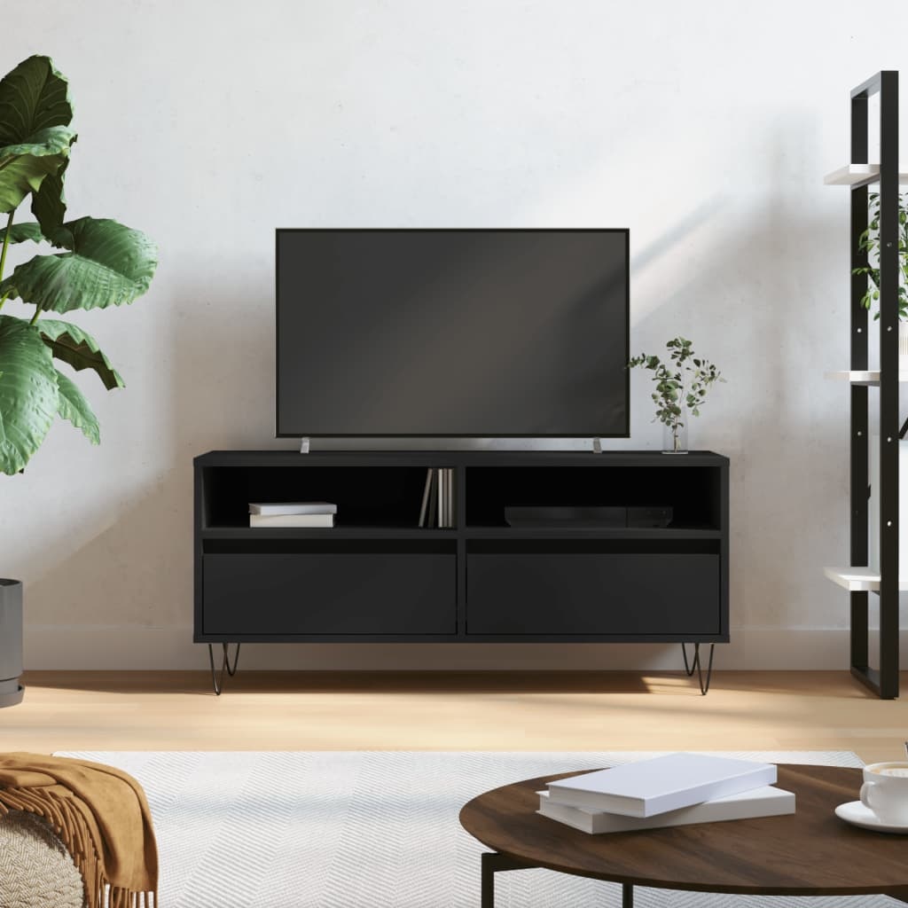 Tv-meubel 100x34,5x44,5 cm bewerkt hout zwart