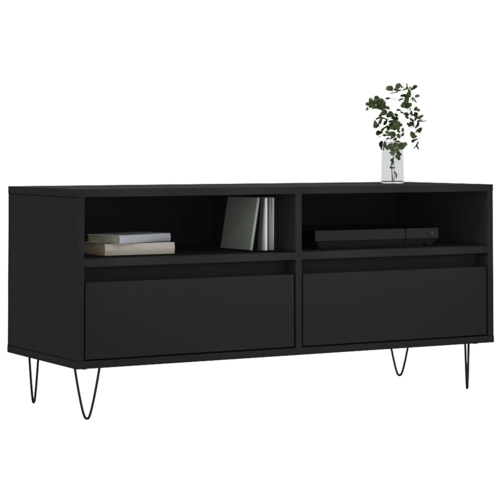 Tv-meubel 100x34,5x44,5 cm bewerkt hout zwart