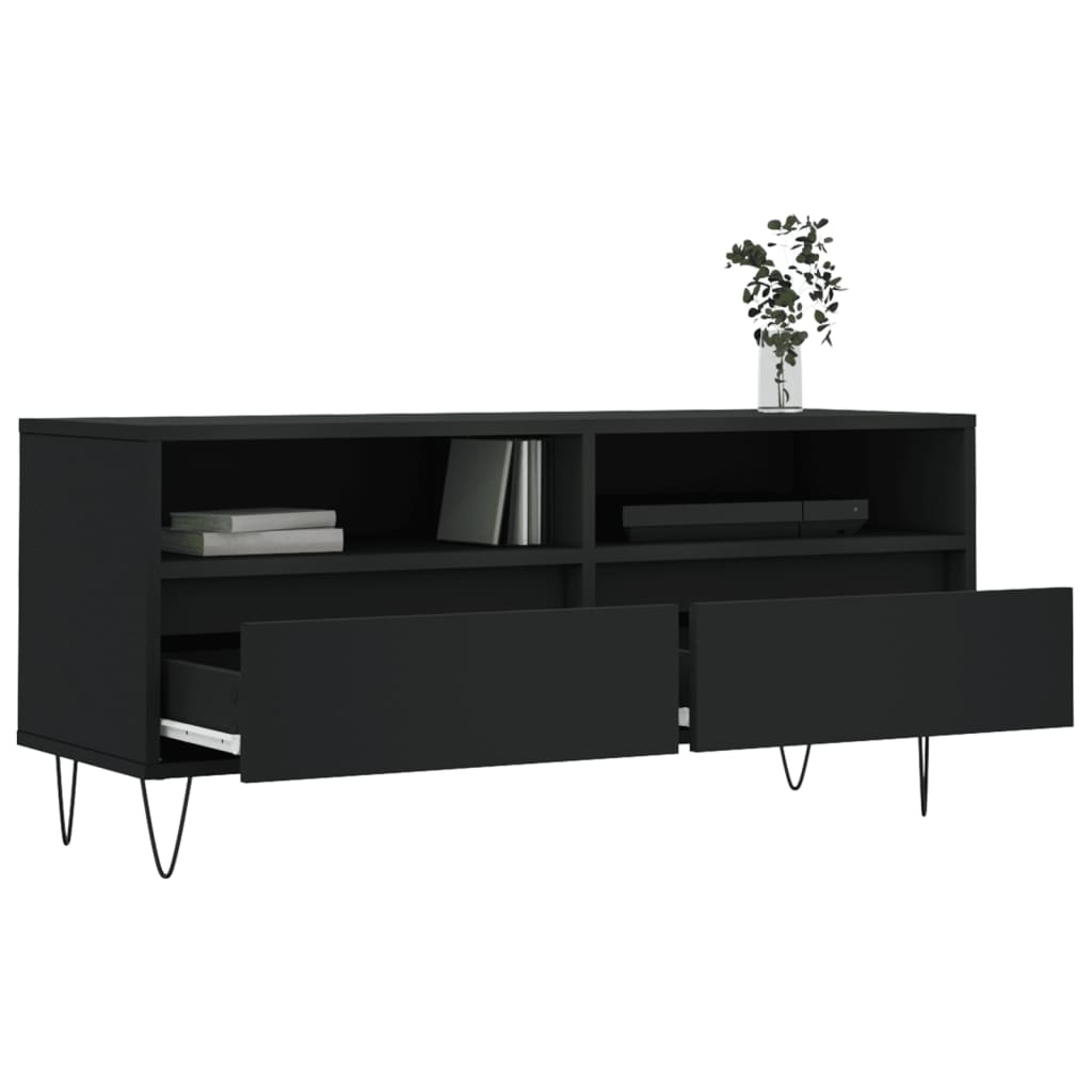 Tv-meubel 100x34,5x44,5 cm bewerkt hout zwart