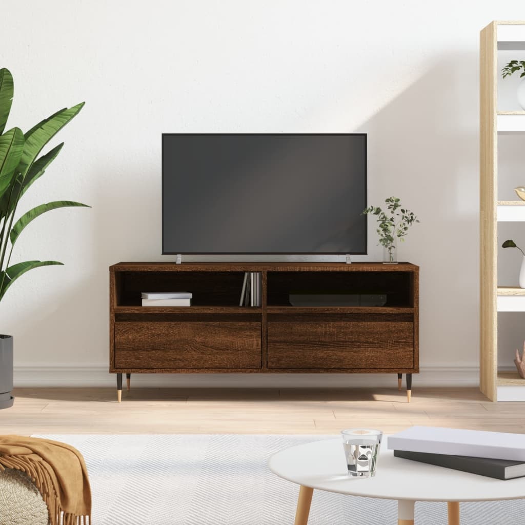 Tv-meubel 100x34,5x44,5 cm bewerkt hout bruin eikenkleur