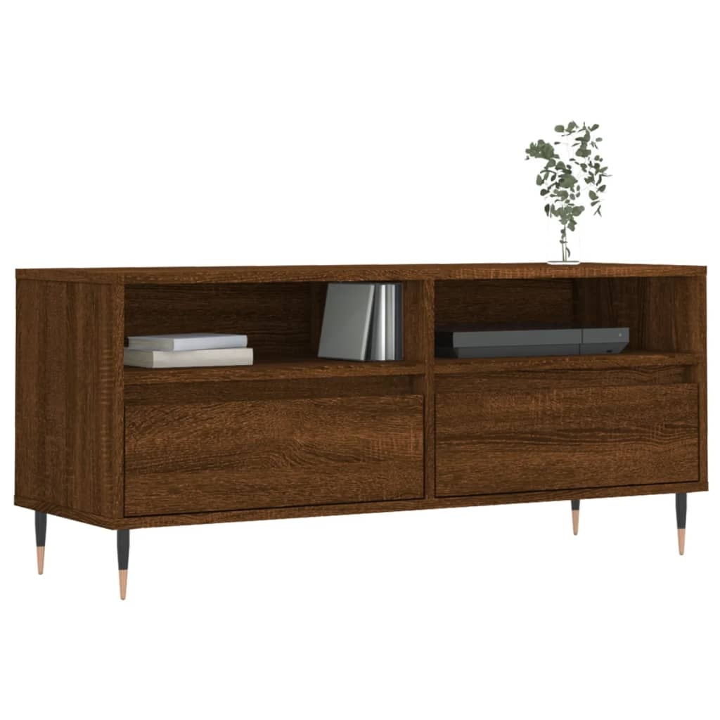 Tv-meubel 100x34,5x44,5 cm bewerkt hout bruin eikenkleur
