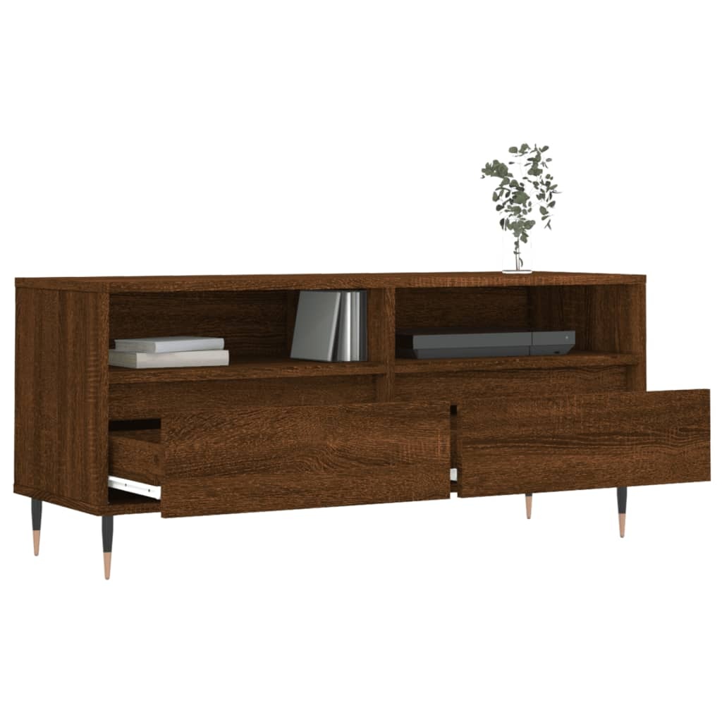 Tv-meubel 100x34,5x44,5 cm bewerkt hout bruin eikenkleur