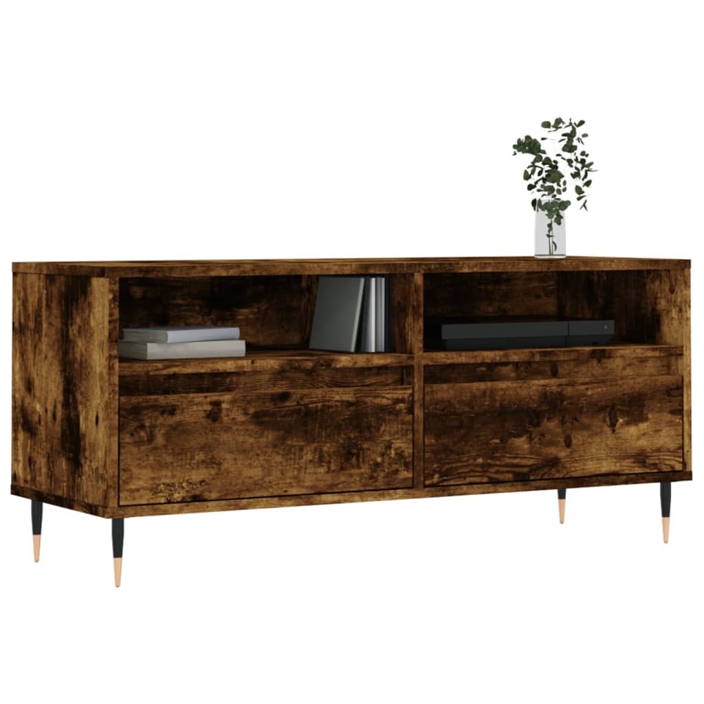 Tv-meubel 100x34,5x44,5 cm bewerkt hout gerookt eikenkleurig