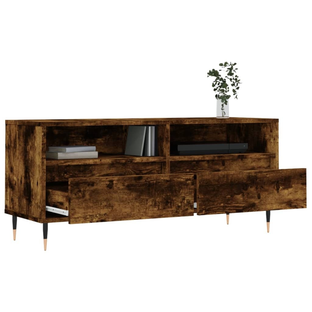 Tv-meubel 100x34,5x44,5 cm bewerkt hout gerookt eikenkleurig