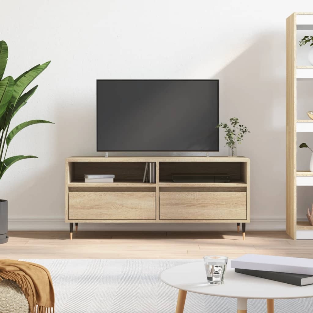 Tv-meubel 100x34,5x44,5 cm bewerkt hout sonoma eikenkleurig