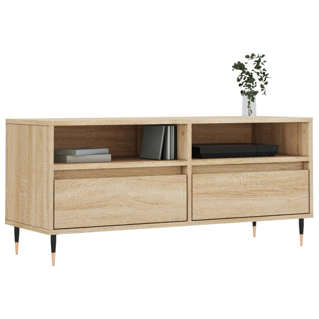 Tv-meubel 100x34,5x44,5 cm bewerkt hout sonoma eikenkleurig